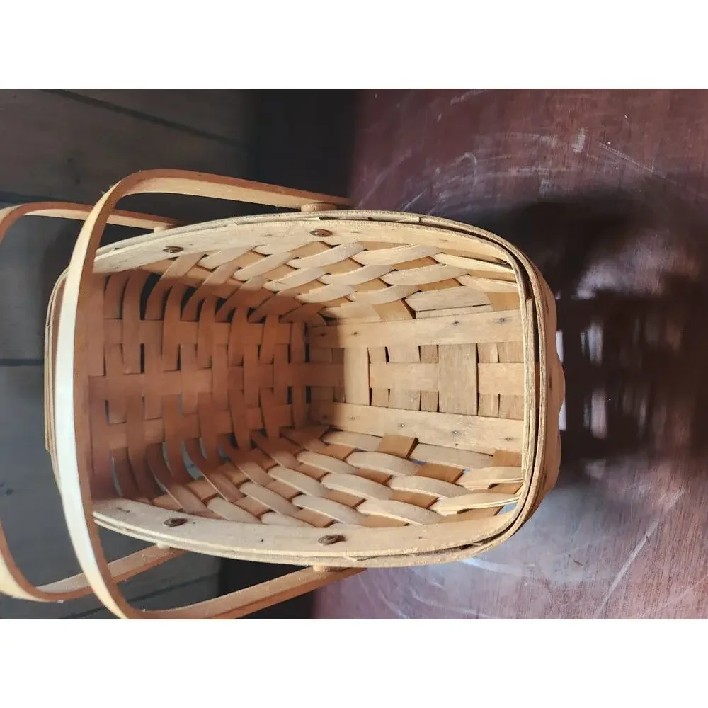 Longaberger Handwoven Shopping Tote Basket Single Arch Handle